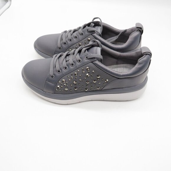 Clarks Womens Cloudsteppers Gray Sneakers With Rhinestone Accents Size 6 NEW - Picture 7 of 7